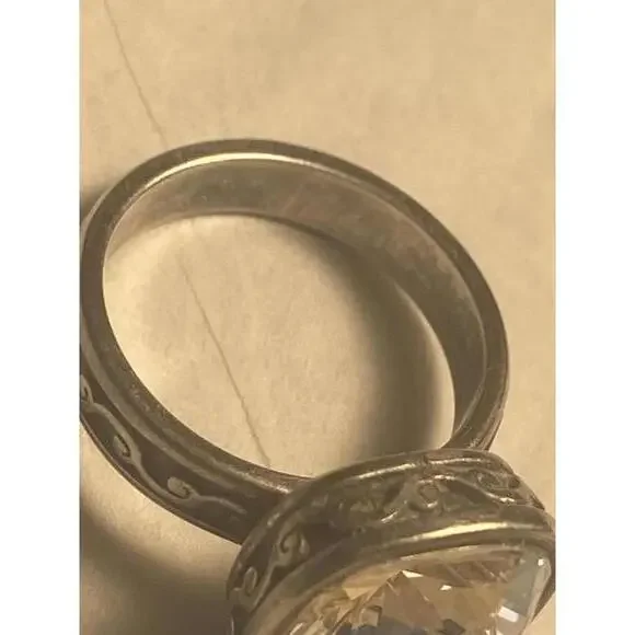 Brighton Vintage Silver Statement Ring with Large Crystal - Picture 8 of 9